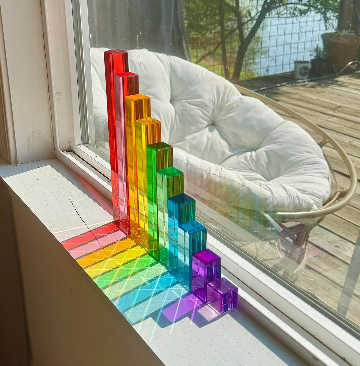 10-Piece Crystal-Clear Pyramid Lucite Block Set