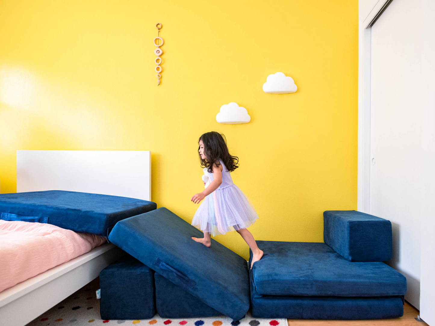 Child walking on Play Couch - Ocean Color
