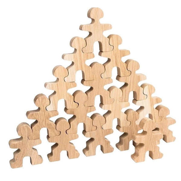 32-Piece Wooden "Little People" Balancing Set - Natural