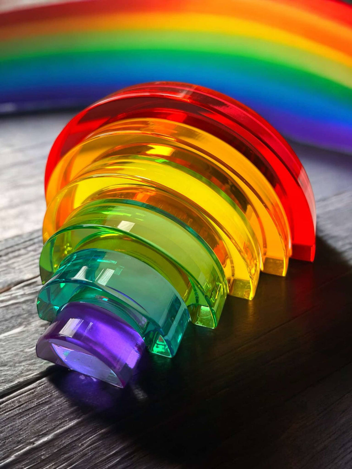 6-Piece Small Crystal-Clear Lucite Rainbow Stacker - Primary