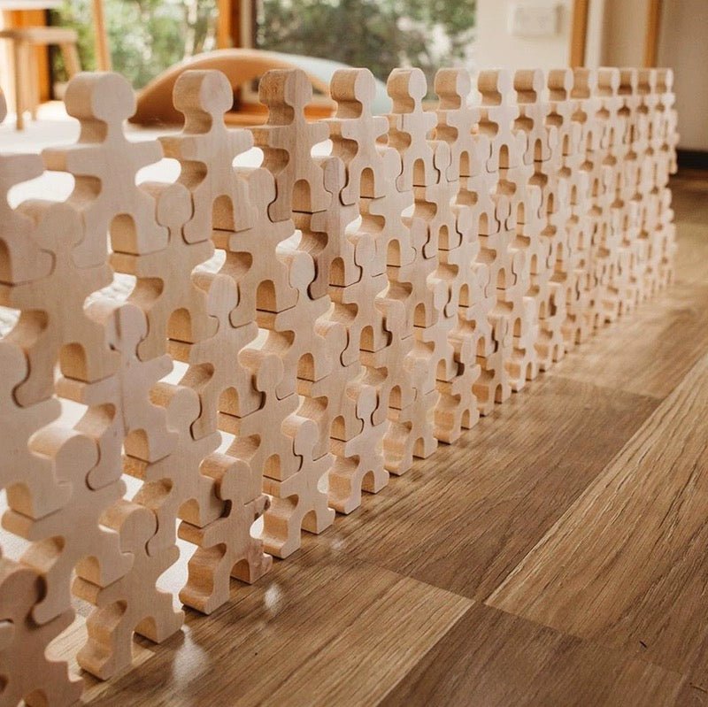 32-Piece Wooden "Little People" Balancing Set - Natural