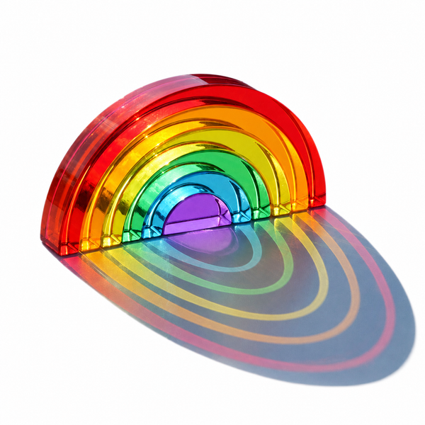 6-Piece Small Crystal-Clear Lucite Rainbow Stacker - Primary