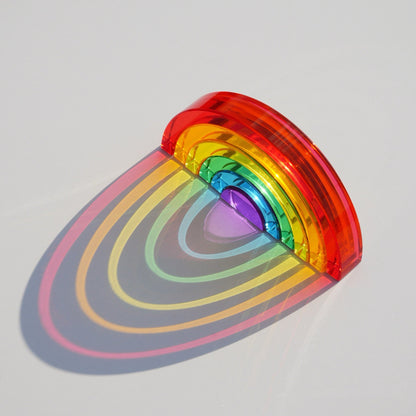 6-Piece Small Crystal-Clear Lucite Rainbow Stacker - Primary
