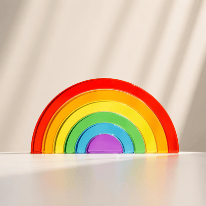 6-Piece Small Crystal-Clear Lucite Rainbow Stacker - Primary