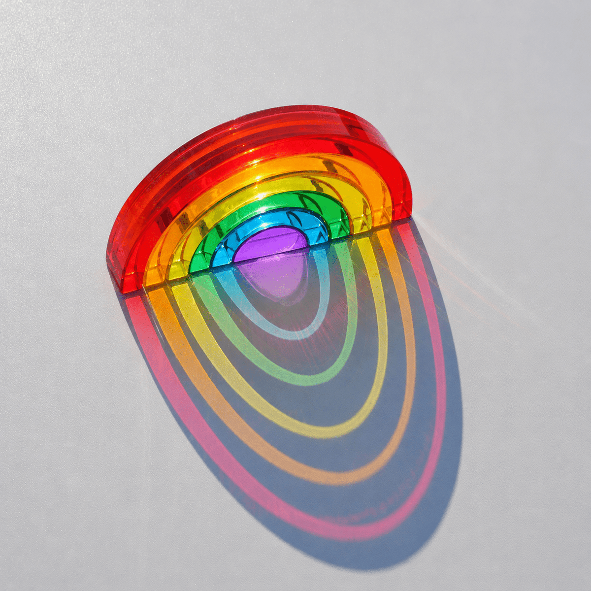 6-Piece Small Crystal-Clear Lucite Rainbow Stacker - Primary