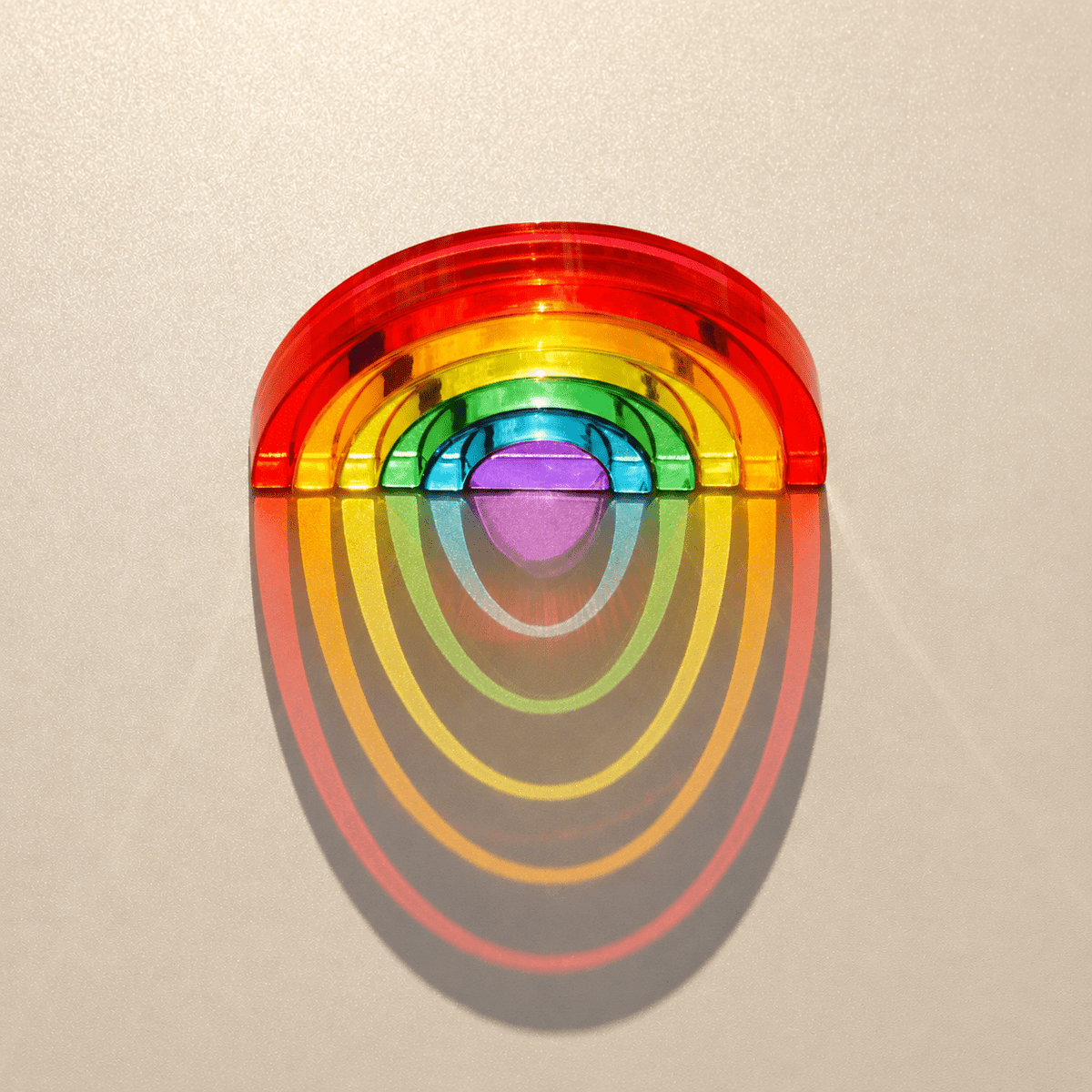 6-Piece Small Crystal-Clear Lucite Rainbow Stacker - Primary