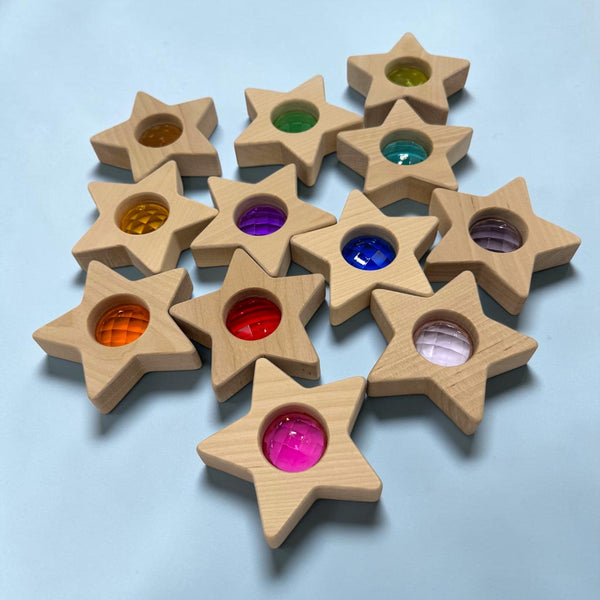 12-Piece Wooden Gem Stars Block Set