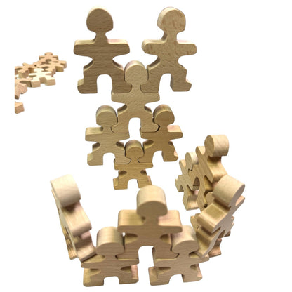 32-Piece Wooden "Little People" Balancing Set - Natural