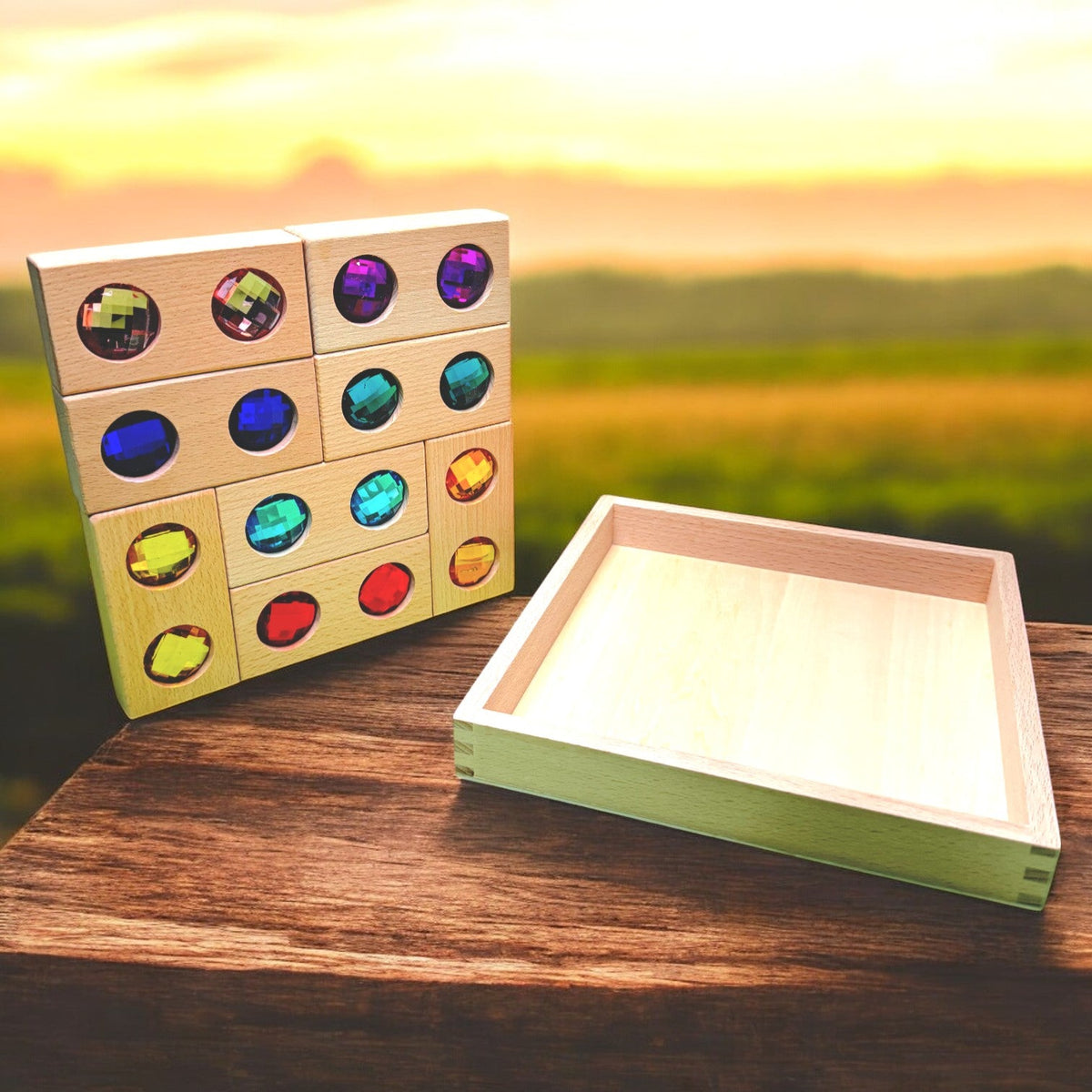 8-Piece Rectangular Gem Blocks with Storage Tray