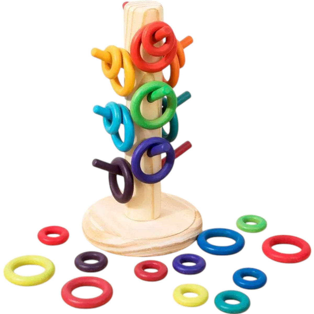 12-Dowel Sorting Tree with 24 Rings Set