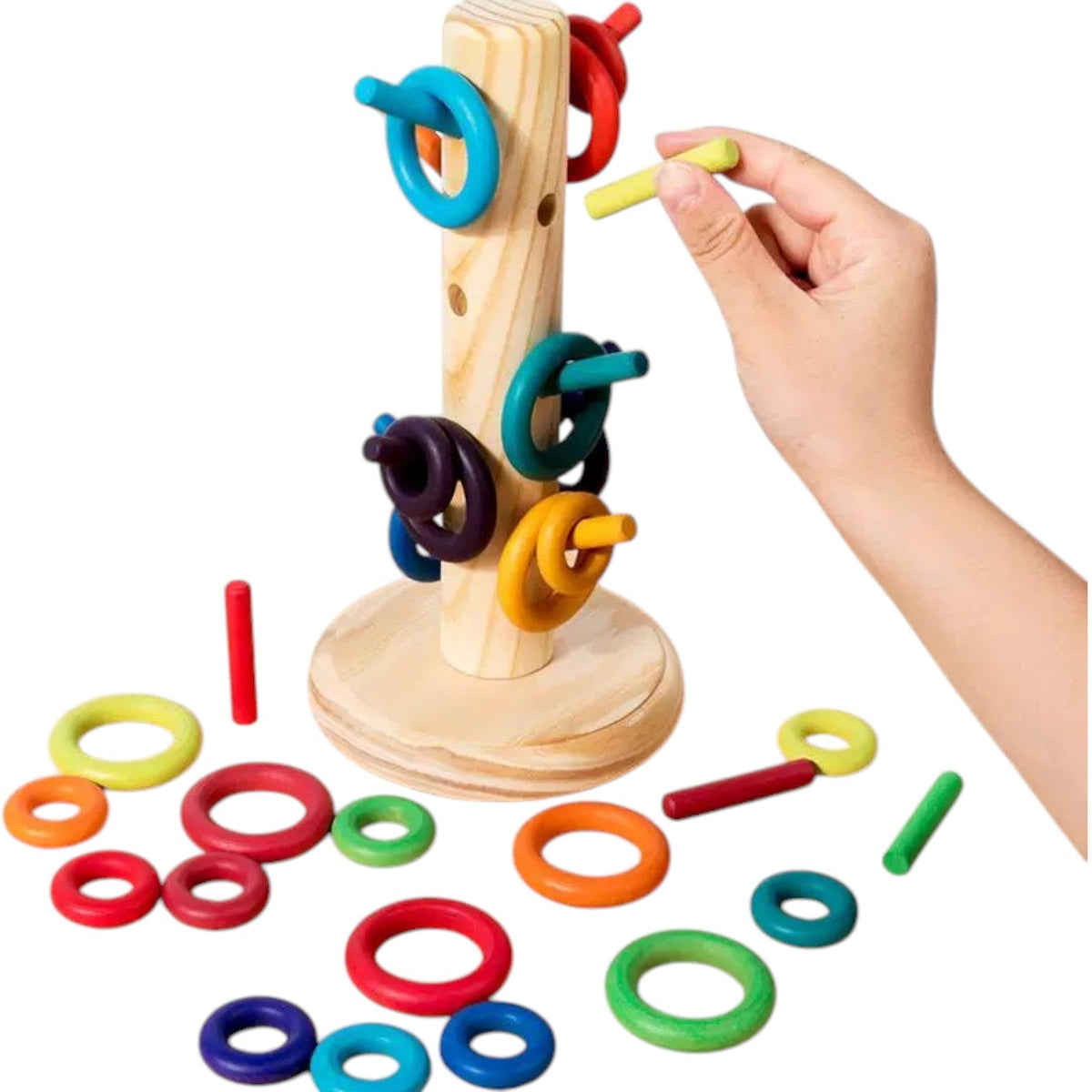 12-Dowel Sorting Tree with 24 Rings Set
