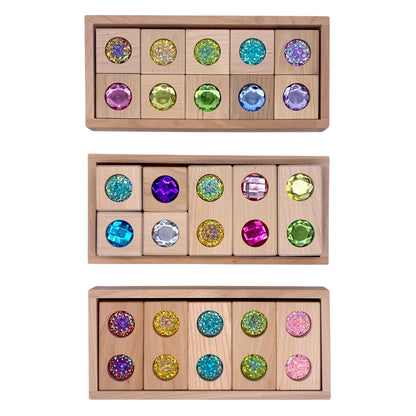 Gem Block Collection – 3 Styles with Wooden Storage Trays