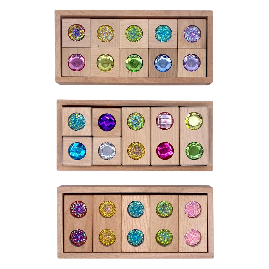 Gem Block Collection – 3 Styles with Wooden Storage Trays