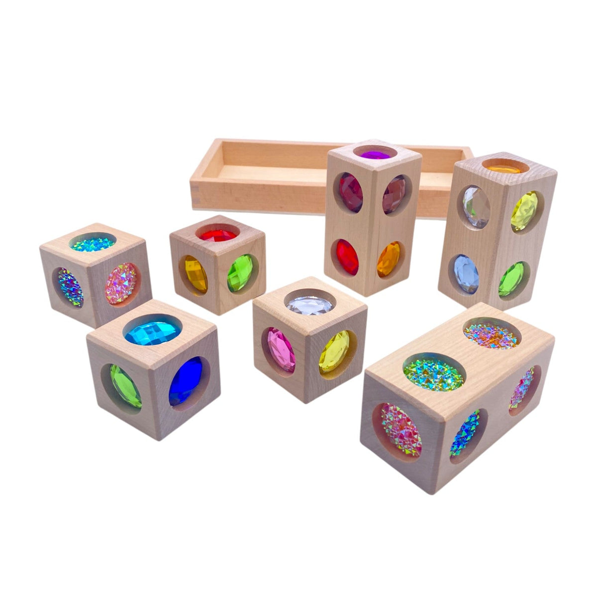 Gem Block Collection – 3 Styles with Wooden Storage Trays
