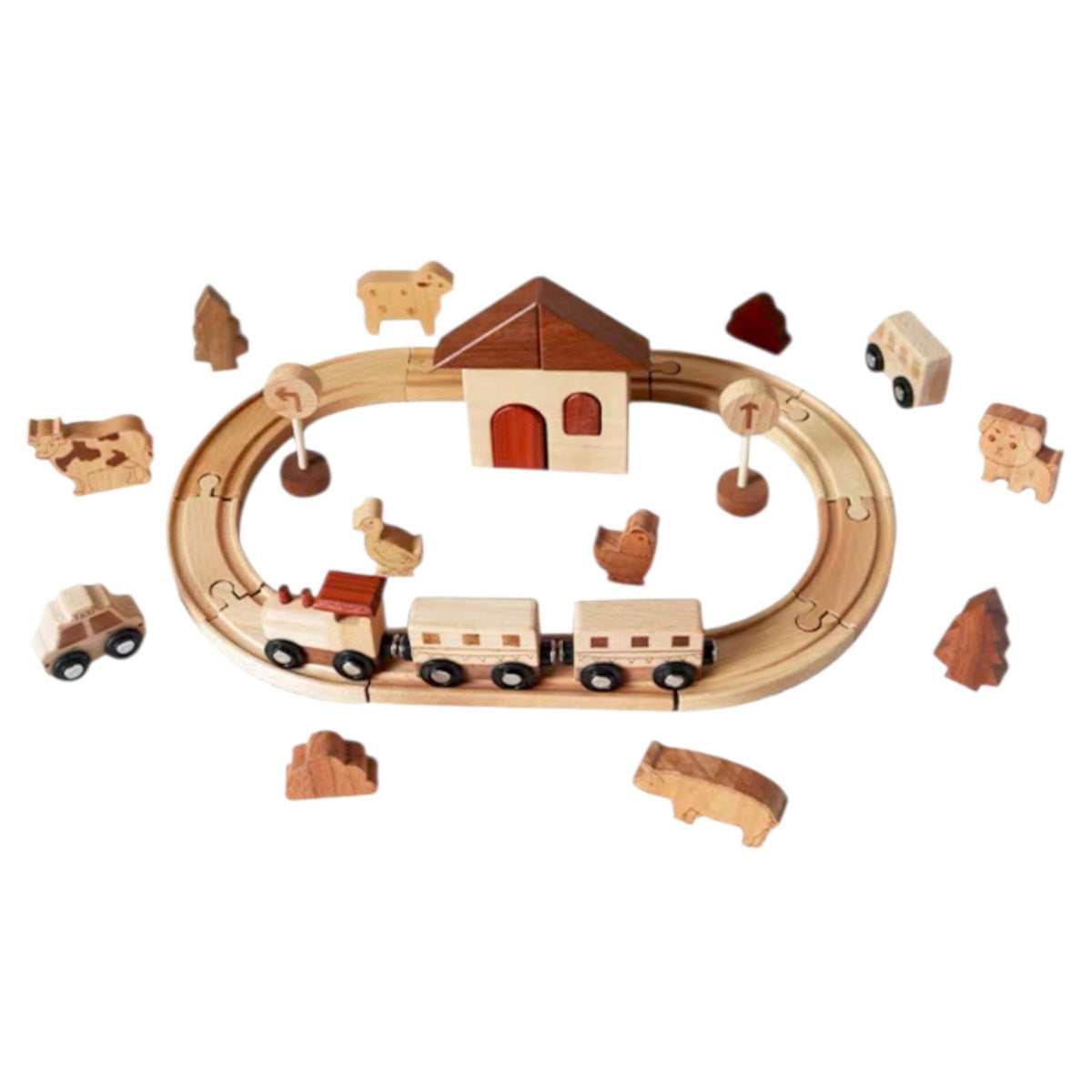 32-Piece Wooden Farm Train Set