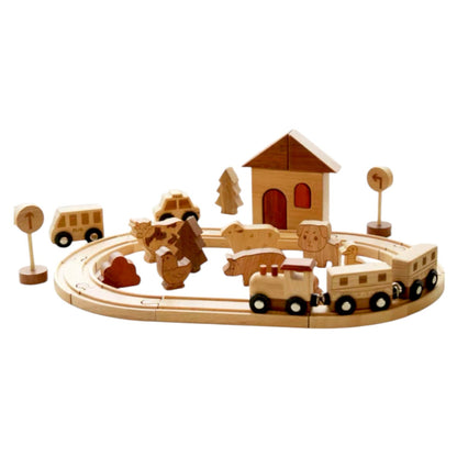 32-Piece Wooden Farm Train Set