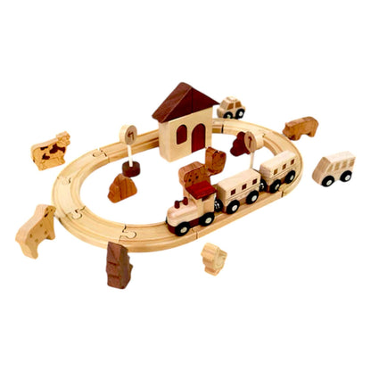 32-Piece Wooden Farm Train Set