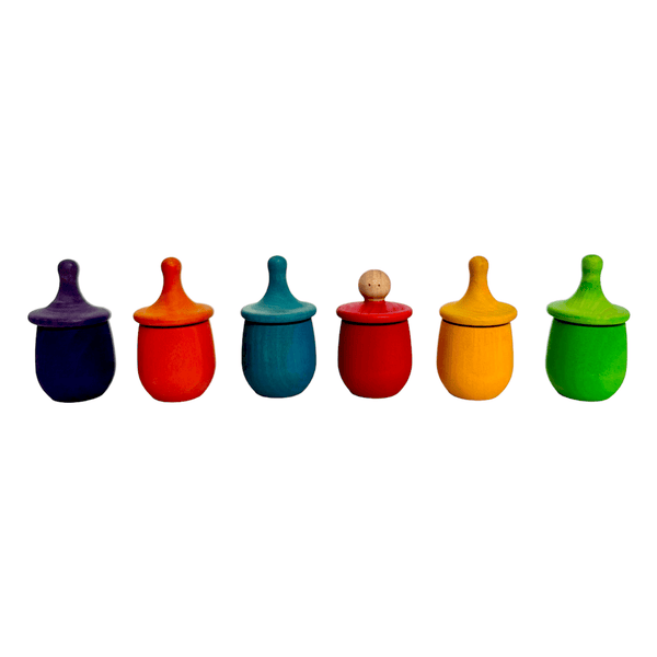 6-Piece "Little Things" Wooden Treasure Boxes – Primary (Stained)