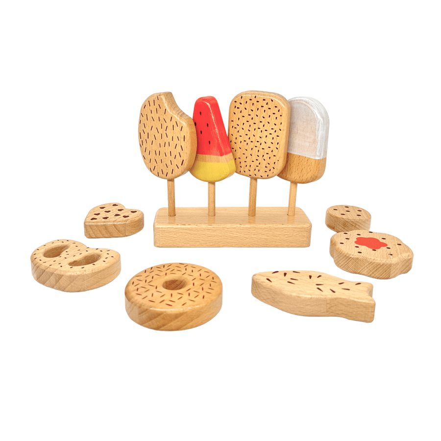 10-Piece Wooden Popsicle & Pastry Playset