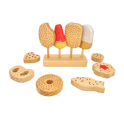10-Piece Wooden Popsicle & Pastry Playset