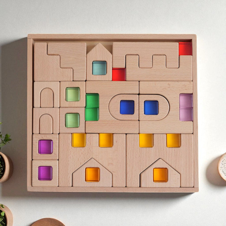 Wooden Architectural Building Blocks – 21 or 26 Piece Set