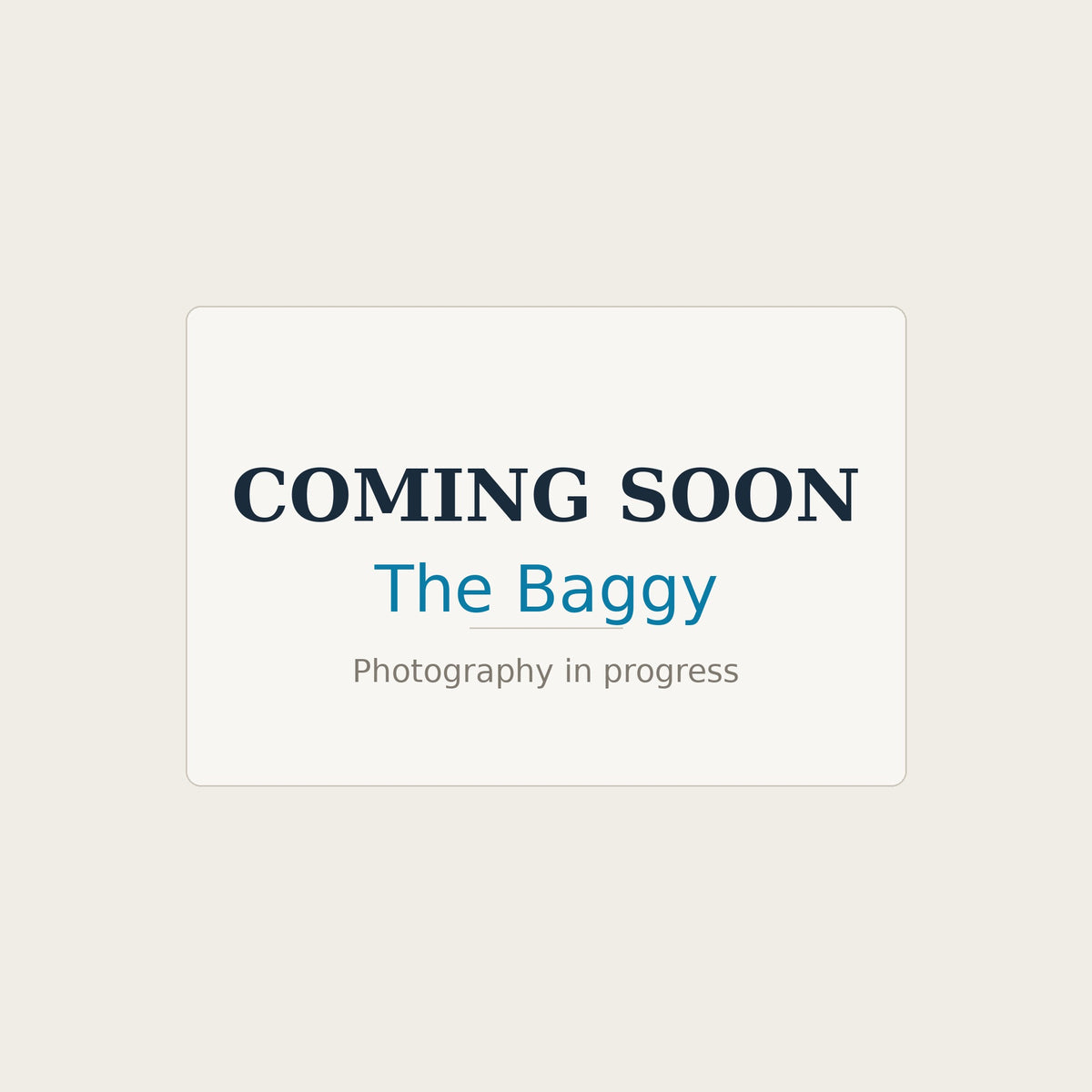 The Baggy - coming soon, product photography in progress