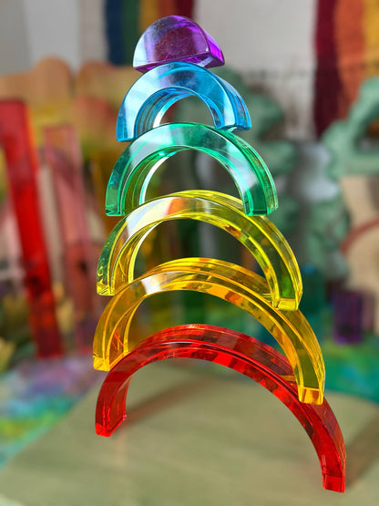 6-Piece Small Crystal-Clear Lucite Rainbow Stacker - Primary