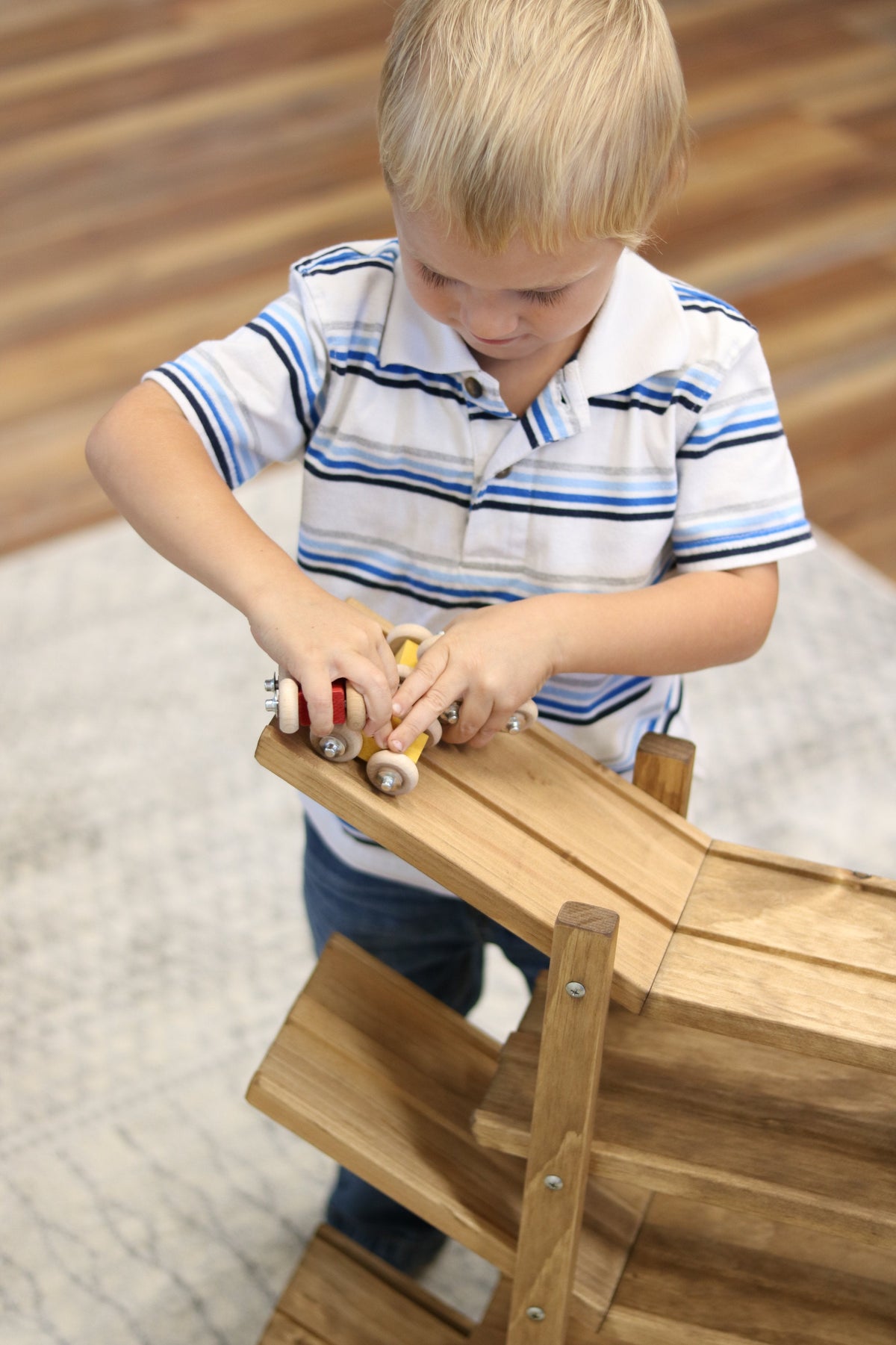 Amish-Made, Handcrafted Wooden Car Roller Racetrack Action Toy