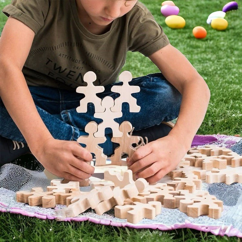 32-Piece Wooden "Little People" Balancing Set - Natural