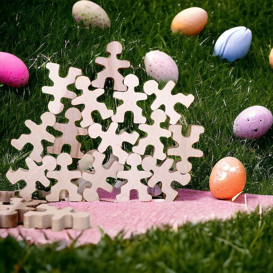 32-Piece Wooden "Little People" Balancing Set - Natural