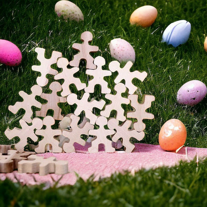 32-Piece Wooden "Little People" Balancing Set - Natural
