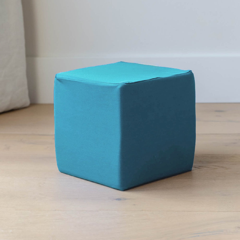 Turquoise cover on a 6x6 soft foam cube