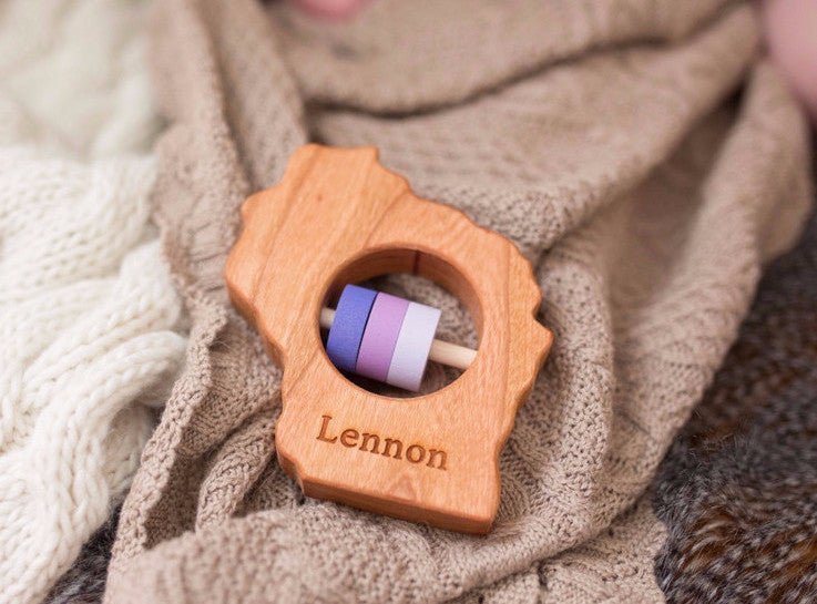 Wisconsin State Wooden Baby Rattle™